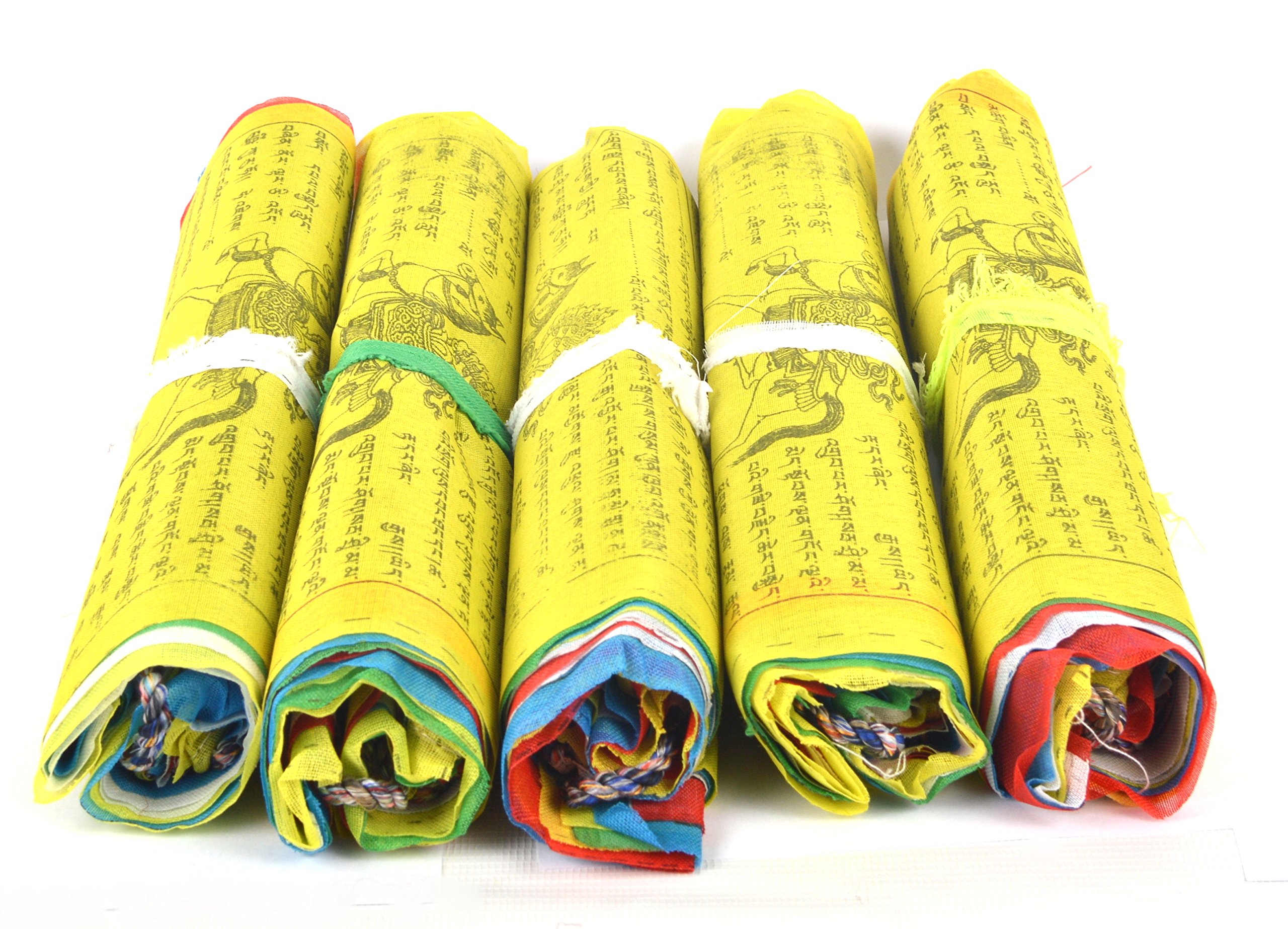 Tibetan Buddhist Fluttering Cotton Prayer Flags (Lungta) Mantras And 5 designs Features FH-FLAG-1042(P5)