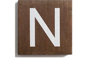 Stiles Wooden Crossword Tiles, Wall Decor for Living Room, Dining Room, Kitchen, or Bedroom, Family Signs for Home, 3.5 Inch, Walnut, Letter N