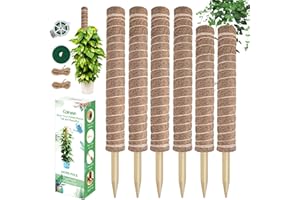 COLRASN Moss Pole for Plants Monstera, 115 inch Moss Poles for Climbing Plants, 4 Pcs 20.5" and 2 Pcs 16.5" Coco Coir Pole for Indoor Potted Plants Grow Upwards, Moss Stick Totem Pole Plant Support