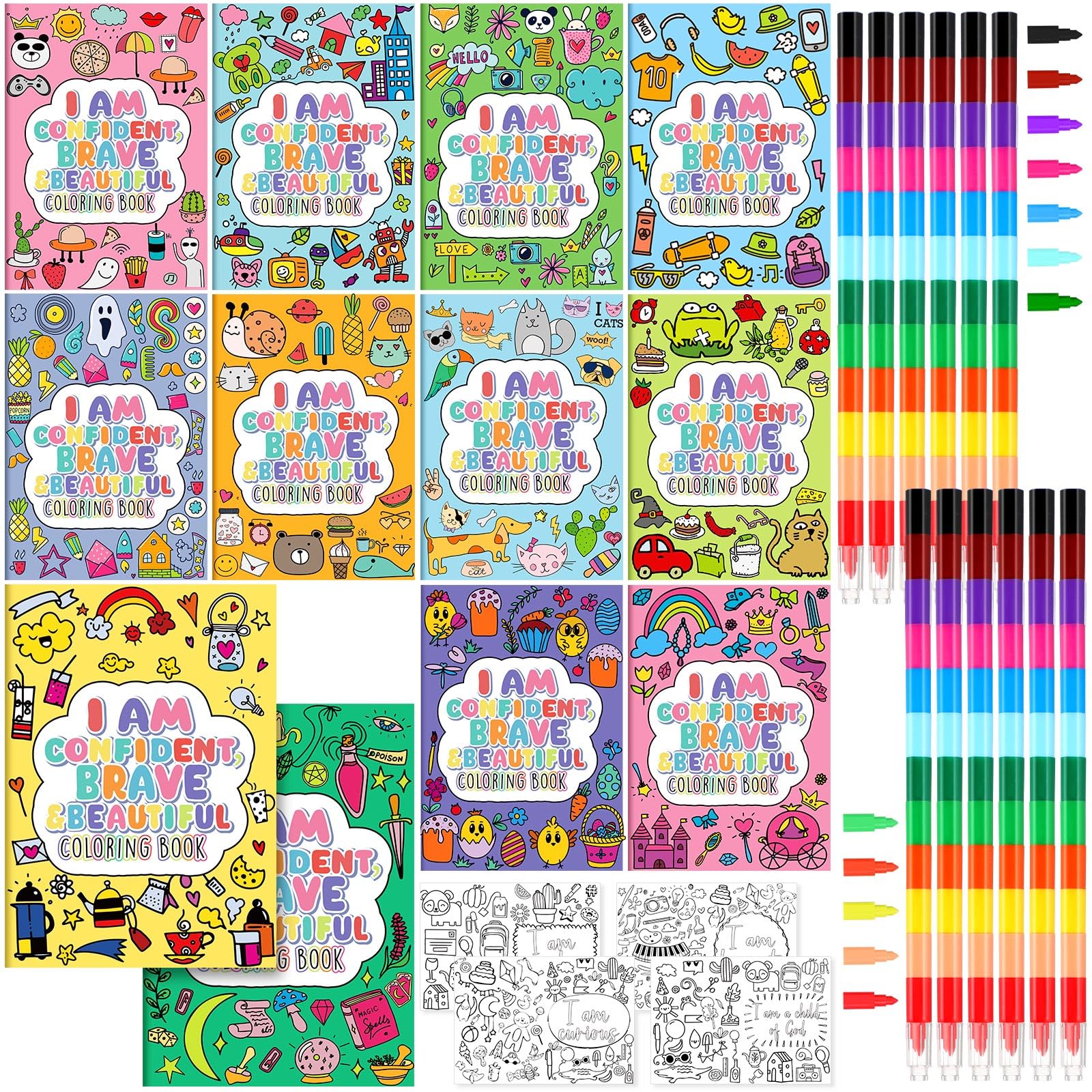 Photo 1 of Gueevin 48 Pcs Inspirational Coloring Books with Crayon for Kid Age 8-12 Bulk Classroom School Activity Boys Girls Birthday Gifts for Kids Primary Supplies Christmas Stocking Stuffers Exchange Gifts