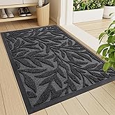 Smiry Front Door Mat Indoor Outdoor Entrance, Heavy Duty Natural Rubber, Trap Dirt and Moisture, Non-Slip Doormats, Low Profile, Easy Clean Patio Porch Entryway Mat, 29.5x17, Grey
