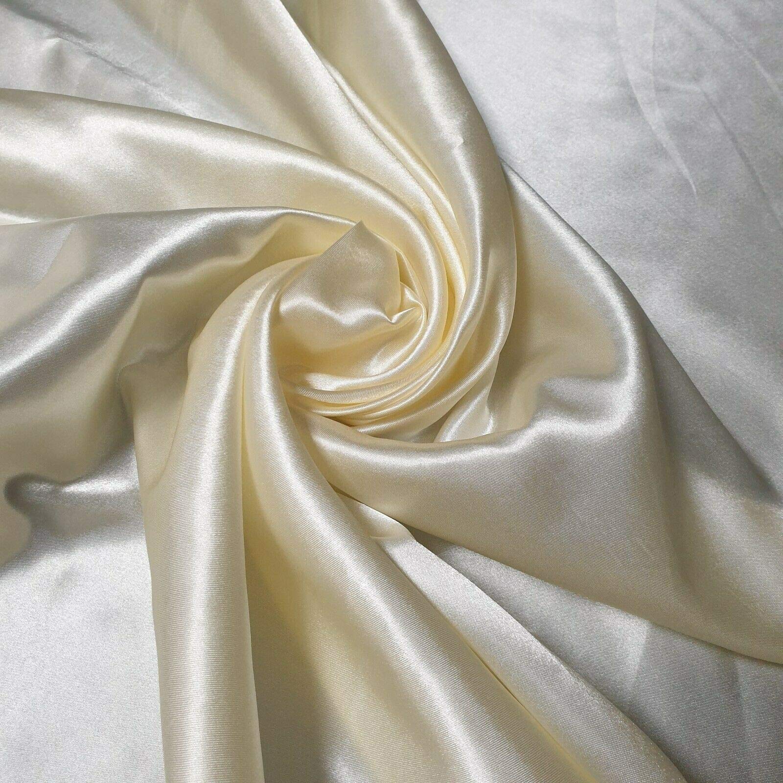 100% Polyester/Poly Silk Silky Satin Fabric, Dressmaking, Wedding, Prom - Dress Craft Fabric Material 44" - 112 cm Wide Sold As 1 Meter Pre - Cut Lengths (Available in 22 Colours) (Cream)