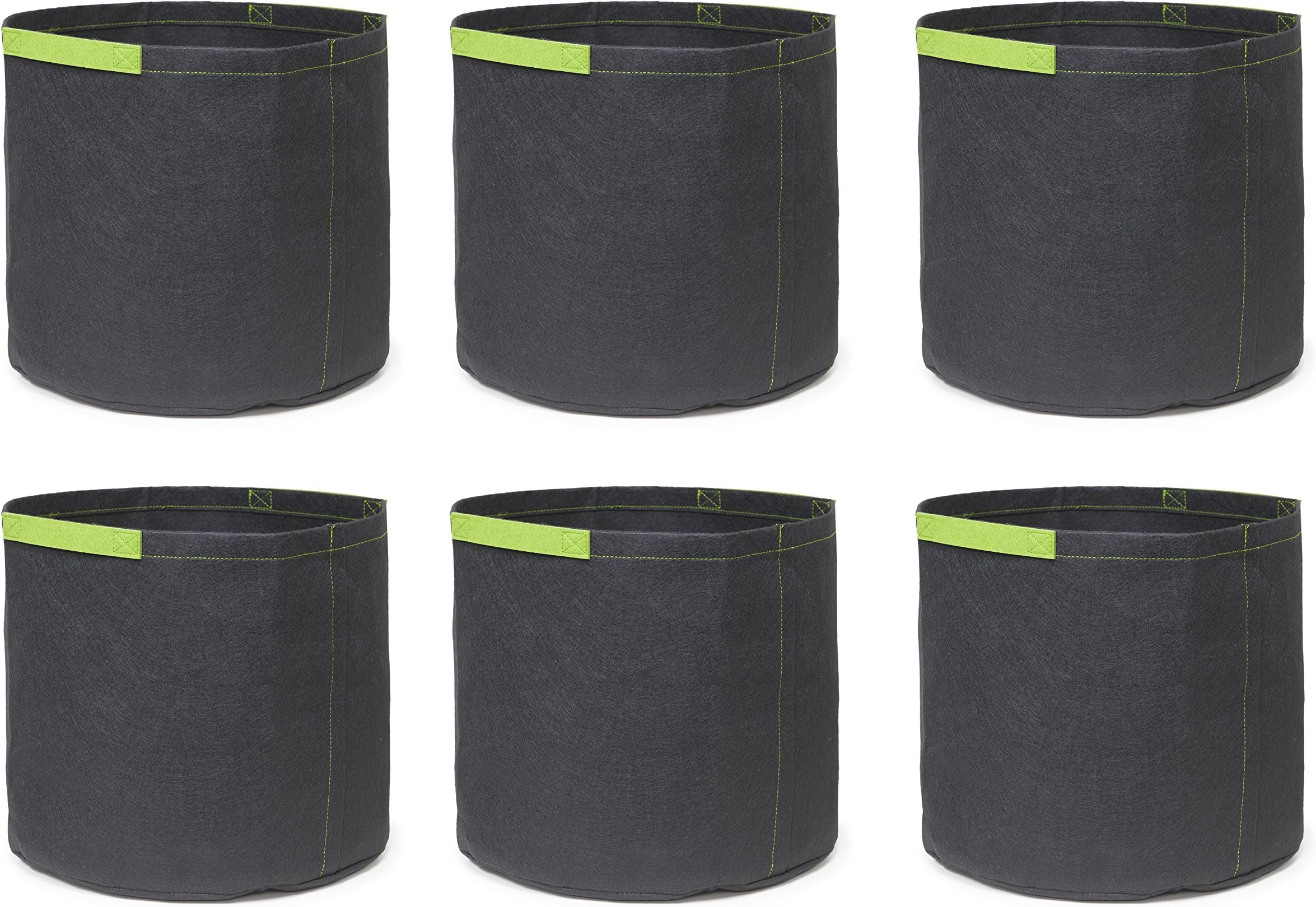 247Garden 6-Pack 1 Gallon Grow Bags/Aeration Fabric Pots w/Handles (Black w/Short Handles)