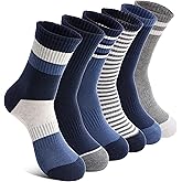 Welwoos 6 Pairs Kids Boys Girls Socks Athletic Basketball Youth Sport Crew Cotton Breathable Soft Socks
