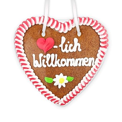 Lebkuchenherz 14cm Herzlich Willkommen Amazon De Lebensmittel Getranke