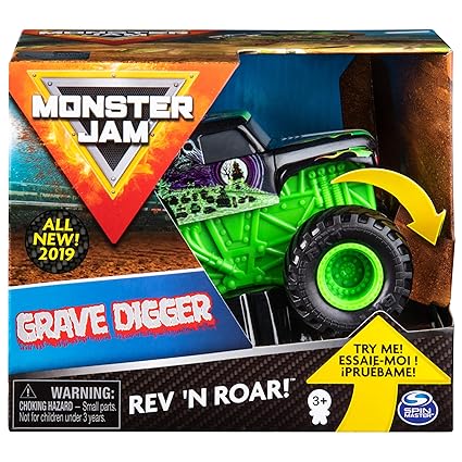 Unbekannt Monster Jam 6053250 Jam-6053250-Original Grave Digger Rev ‘N Roar Monster Truck mit Soundeffekt, Maßstab 1:43, Mult