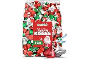 CANDYLISH Holiday Kisses Milk Chocolate Christmas Colors, 1 lb Bulk Bag (Approx. 95 Pieces) – Red, Green, and Silver Foil Wrapped Chocolate for Holiday Parties, Stocking Stuffers, Candy Bowls, and Baking