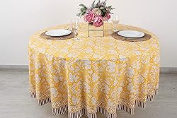 Ridhi Saffron Yellow 100% Cotton Round 60