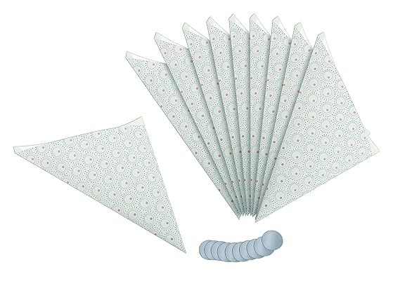 Dr. Oekter Spitztüten inkl. Aufkleber, Gebäcktüten aus Papier aus der Serie Modern 'Baking-Retro Design' (Farbe: Bunt/Silber)