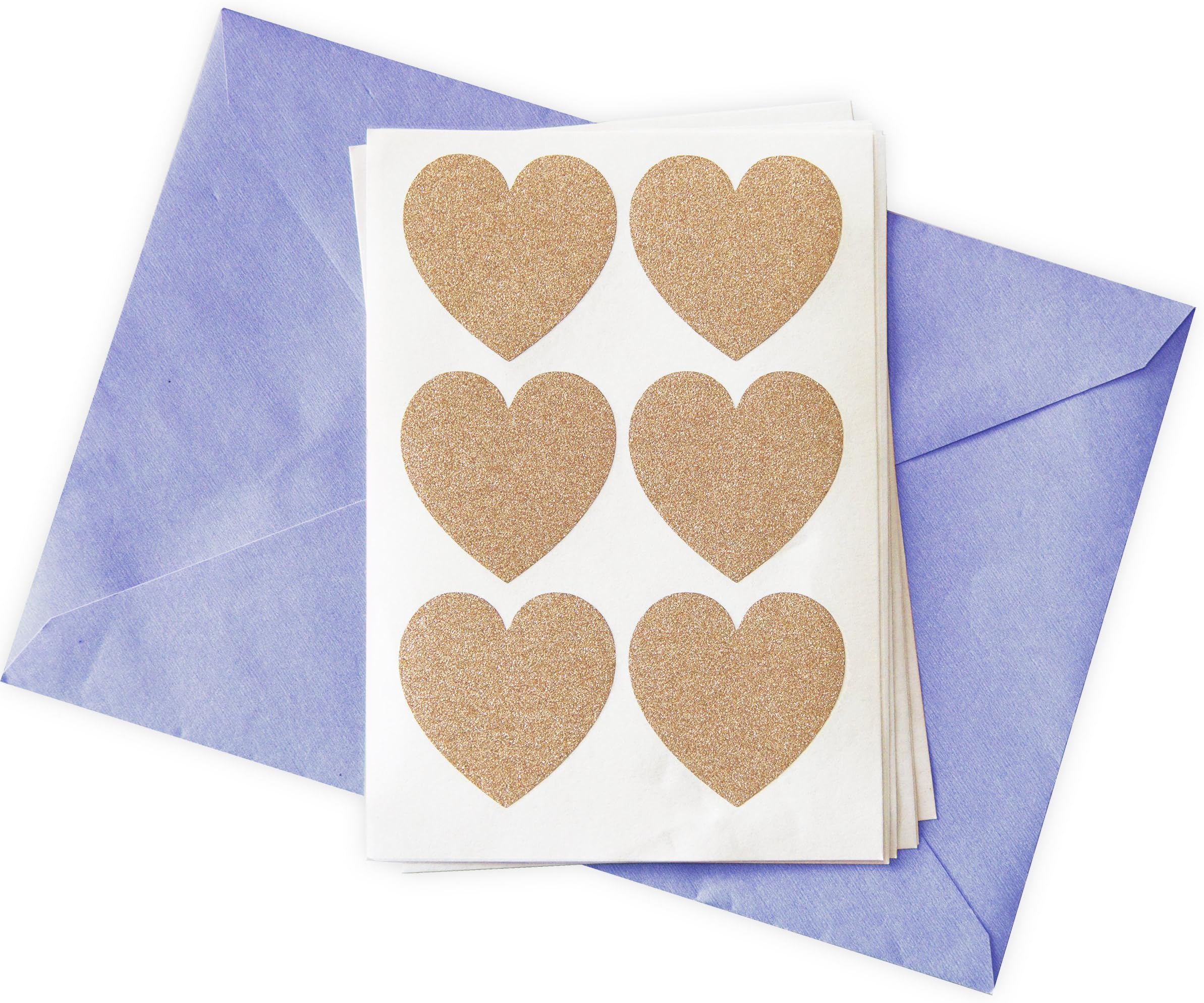 48 Glitter Stickers Rose Gold Hearts