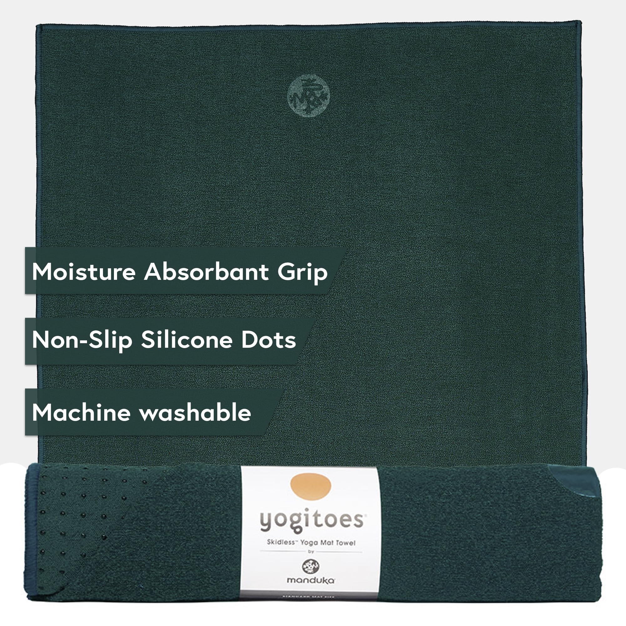 Manduka Yogitoes Yoga Towel for Mat, Non-Slip and Quick Dry for Hot Yoga with Rubber Bottom Grip Dots,Thin and Lightweight, 71 Inches, Deep Sea
