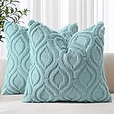 decorUhome Cozy Textured Throw Pillow Covers 20x20 Inch Set of 2, Soft Plush Faux Wool Aqua Accent Couch Pillow Covers for Modern Farmhouse Sofa Bed Living Room