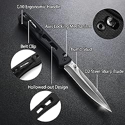FLISSA Folding Pocket Knife, 4-inch EDC Knife with