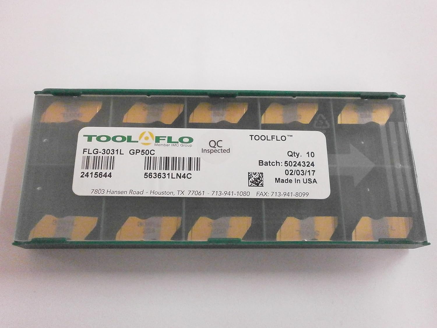 10pc) ToolFlo FLG 3031L GP50C Carbide Grooving Insert Top Notch Coated