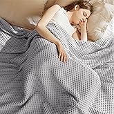 Bedsure 100% Cotton King Size Blanket for Spring Summer, Ultra Soft Waffle Weave King Blanket for Bed, Thin Lightweight Breathable Bedding Gifts for Women, Men, Teens, Grey, 108" x 90"