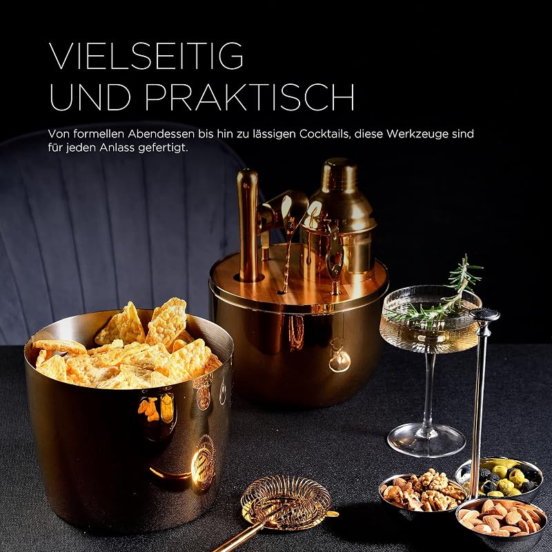 The Drop - 6-teiliges Edelstahl Design-Cocktail-Set - Elegant, langlebig und multifunktionsfähig - Ideale Geschenksidee (Weihnachten, Ostern, Hochzeit) - Geschenkbox inkludiert