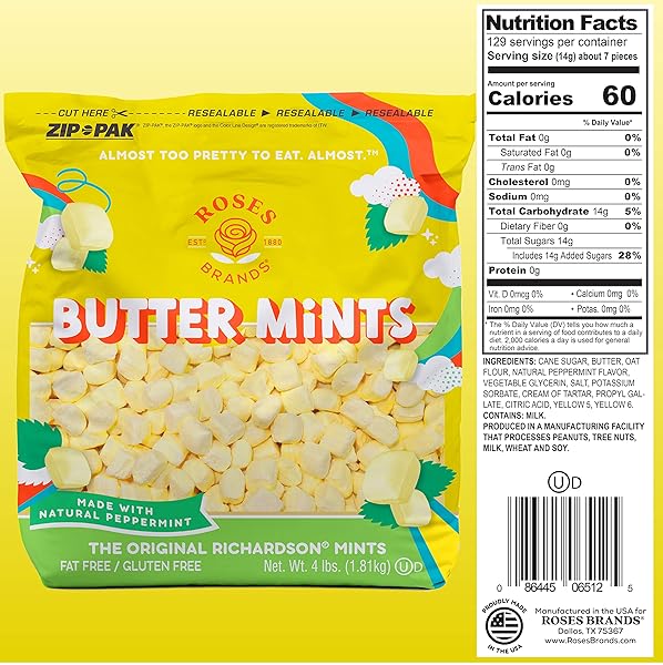 ROSES BRANDS – BUTTER MINTS – 4 LBS (1-PACK)