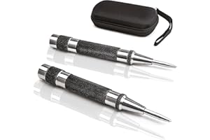 ALLY TOOLS AND PARTS ALLY Tools Heavy Duty Automatic Center Punch w/Hardened Steel – 2PC Premium Automatic Center Punch for Metal for Machinists and Carpenters w/Adjustable Knurled Cap, Spring Loaded and Hard-Shell Case
