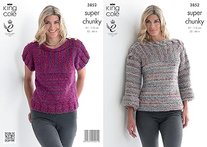 King Cole Ladies Gypsy Super Chunky Knitting Pattern Womens Long Sleeved Sweater Top 3852