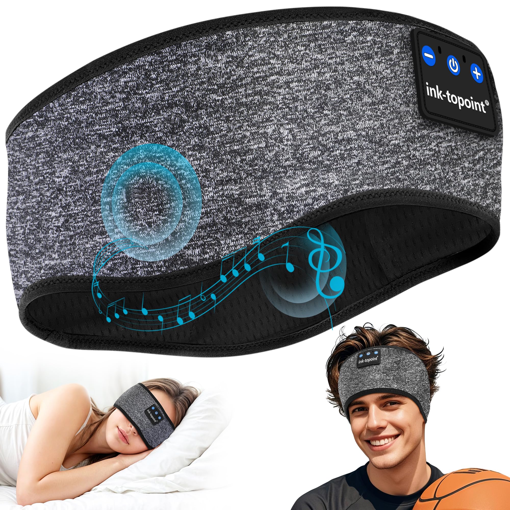 ink-topoint Sleep Headphones, Comfortable Headband Headphones for Side Sleepers - Bluetooth 5.4 earphone headband with Thin Headphones for Sleeping,Sport,Travel,Nap