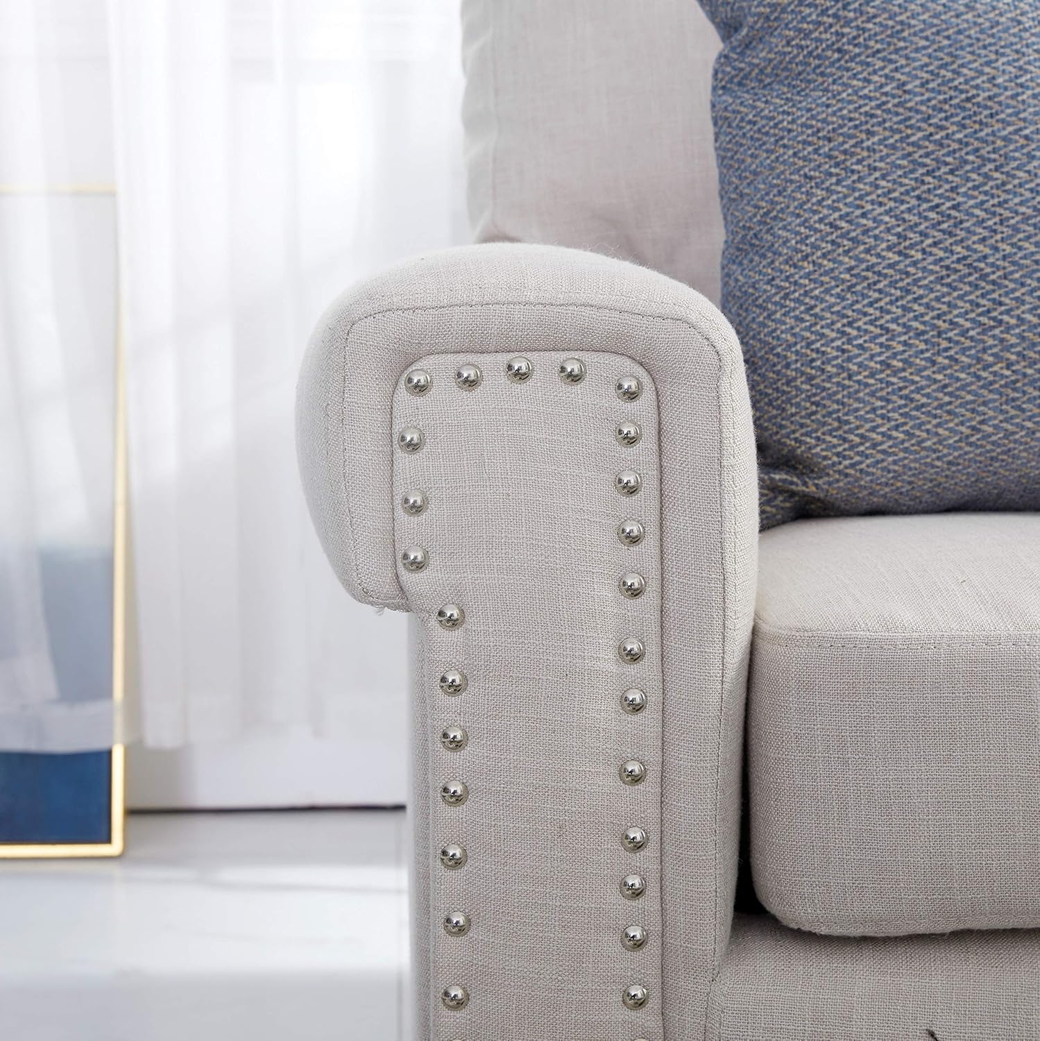 Single Beige Traditional Upholstered 61 Inch Fabric Loveseat Couch Sofa For Living Room With Sturdy Wood Frame Construction Living Room Sets Home Kitchen Florent Dejardin Fr