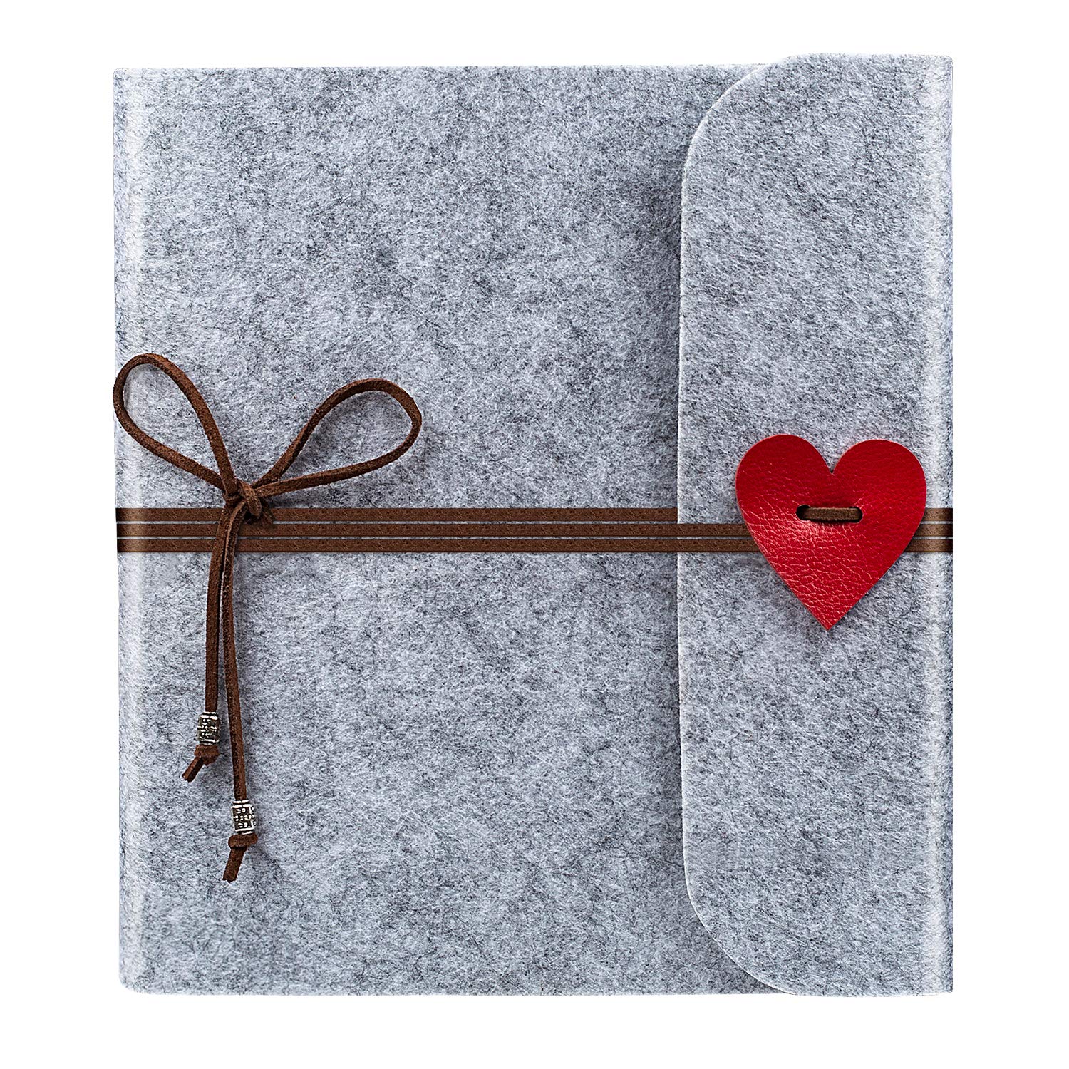 Leenou DIY Photo Album, Vintage Felt Scrapbook Album, Black Pages, Photo Book for Gluing Photo Albums, Valentine's Day, Birthday, Anniversary, Gift, Women, Grey, Felt Products (19.5 x 18 cm)