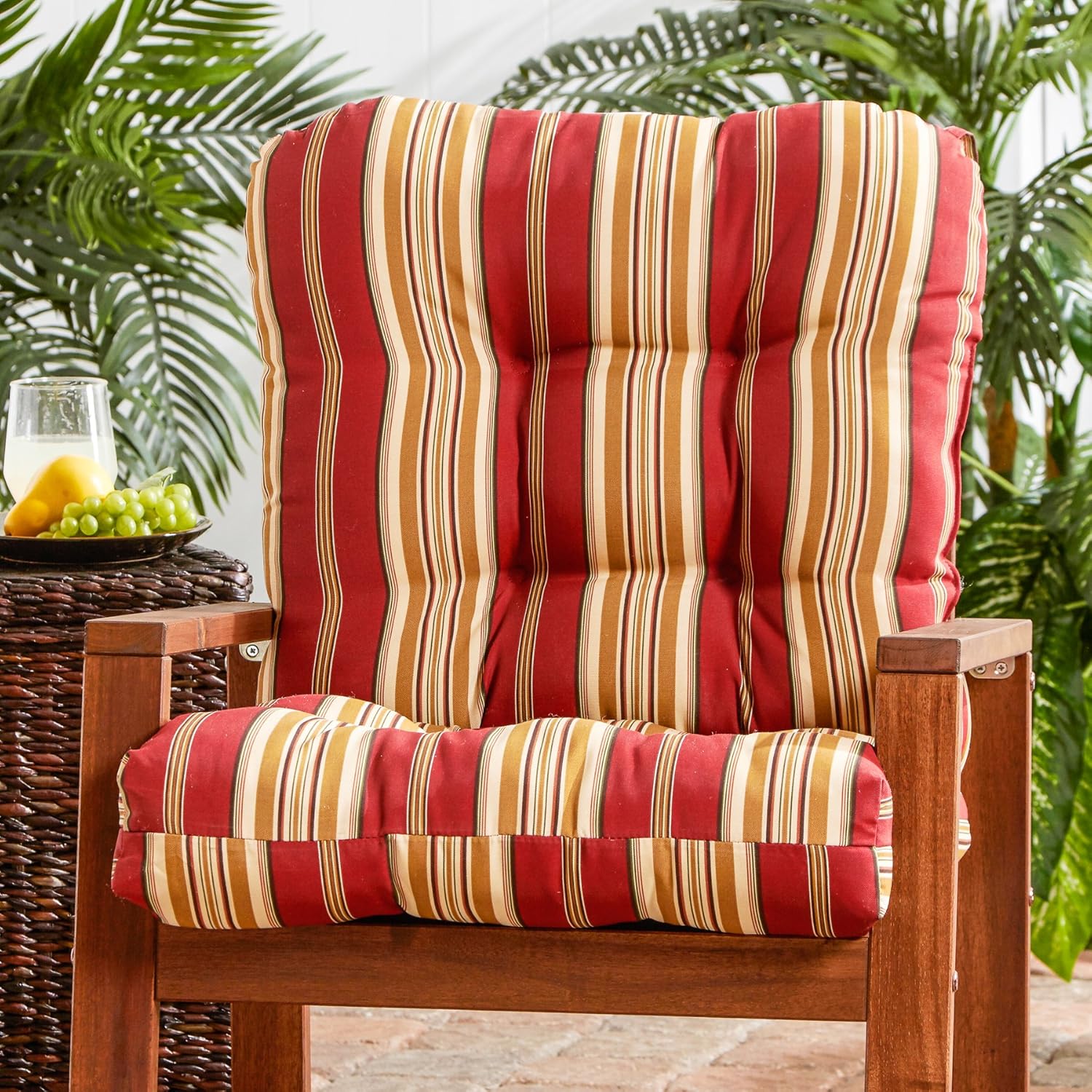Greendale Home Fashions Outdoor Seat/Back Chair Cushion, Roma Stripe: Home & Kitchen