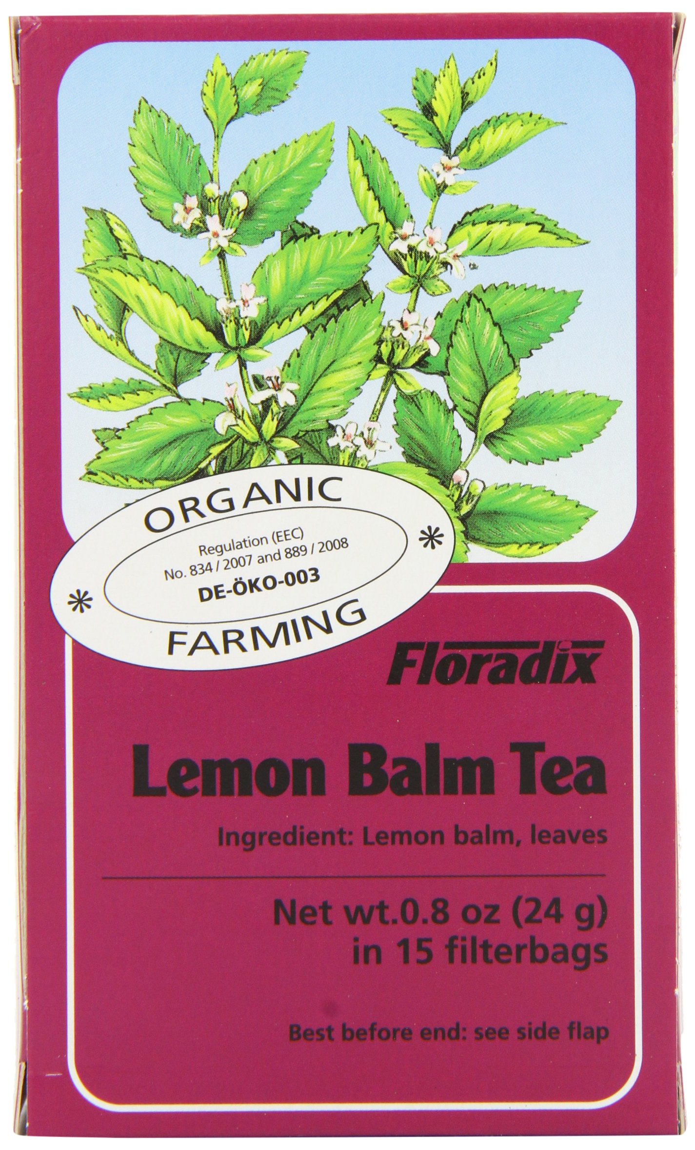 Salus Organic Lemon Balm Herb 15 Teabags (Pack of 6, Total 90 Teabags)
