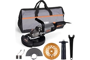 KSEIBI 711985 Concrete Grinder 7 Inch - Angle Grinder Kit with Dust Extraction Shroud, 2400W 15A Motor, 6000RPM, Includes Auxiliary Handles & 9 Inch Protective Guard, Diamond Cup Wheel, Carrying Bag