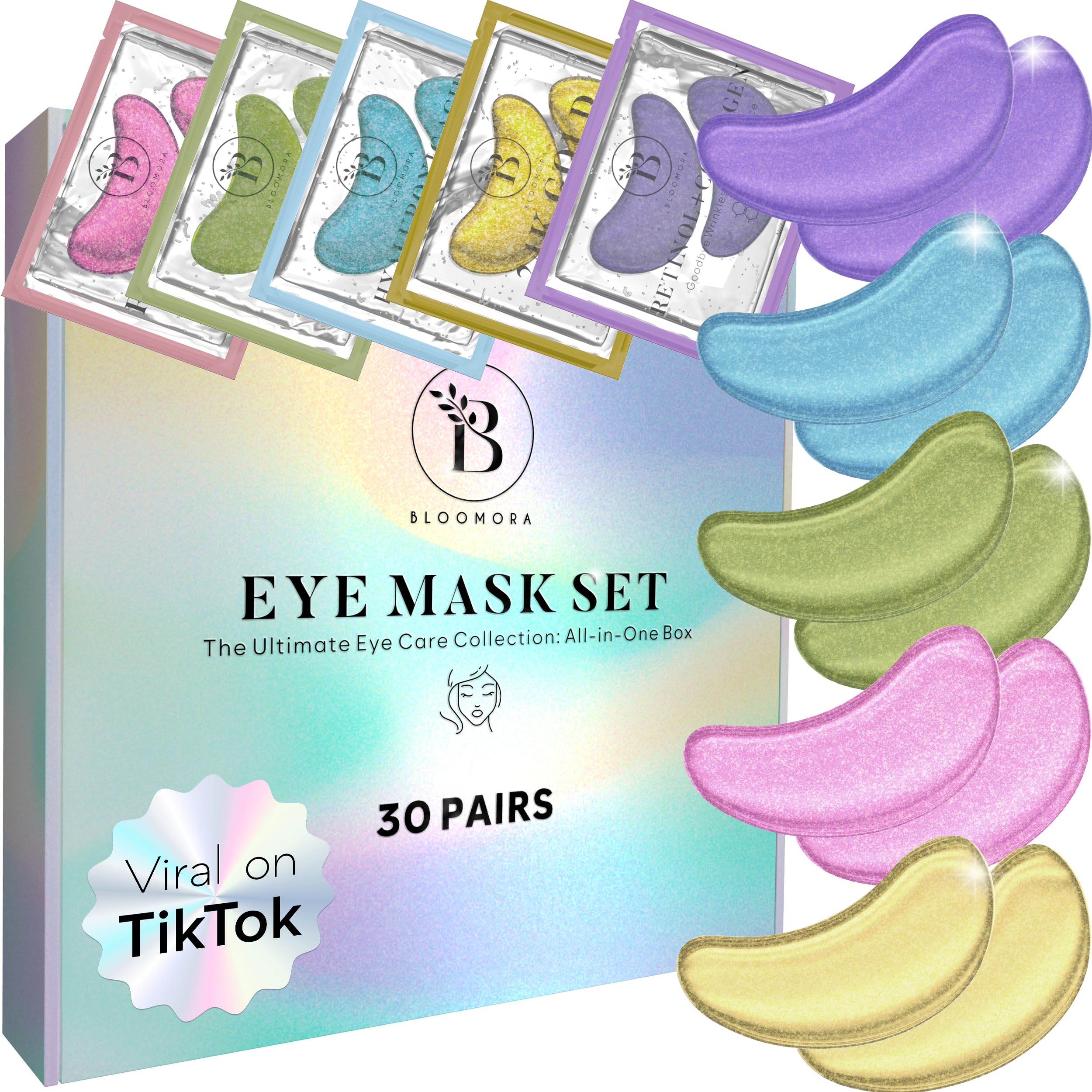 BLOOMORA Variety Under Eye Gel Patches (30 Pairs) - Masks for Puffiness & Dark Circles - Collagen Eye Patches — image 1
