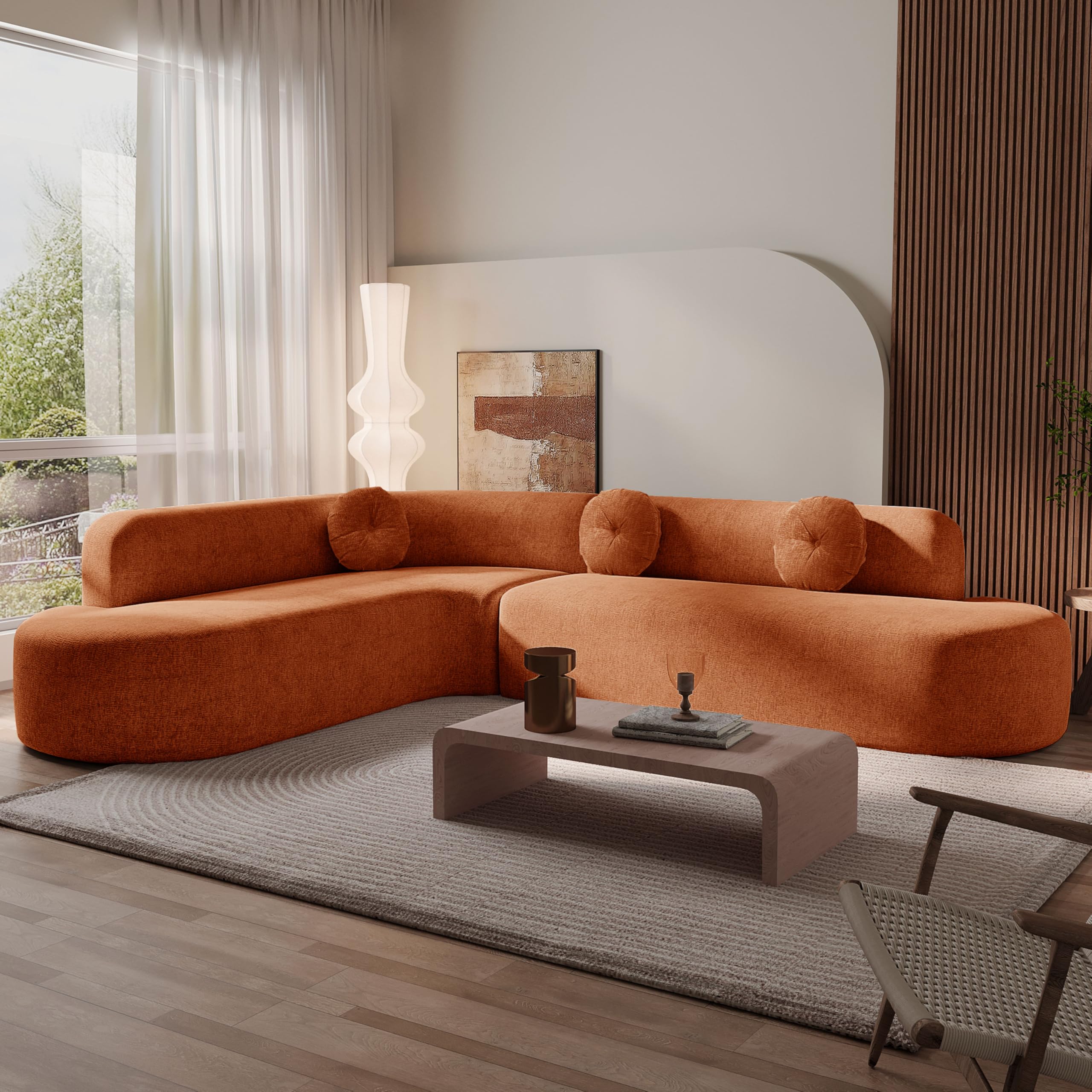 Photo 1 of *PARTIAL SET*
Merax Extra Large Sectional Sofa with 3 Round Cushions, Soft Upholstery Couch with Elegant Curved Design and High-Resilience Foam
