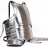 AnNafi® Medieval Jousting Knight Body Armor Cuirass 18g Replica Adult Warrior Guard Silver Costume Protective Antique King Body Suit for Adult Medieval Costumes Armor SCA LARP Replica Costume