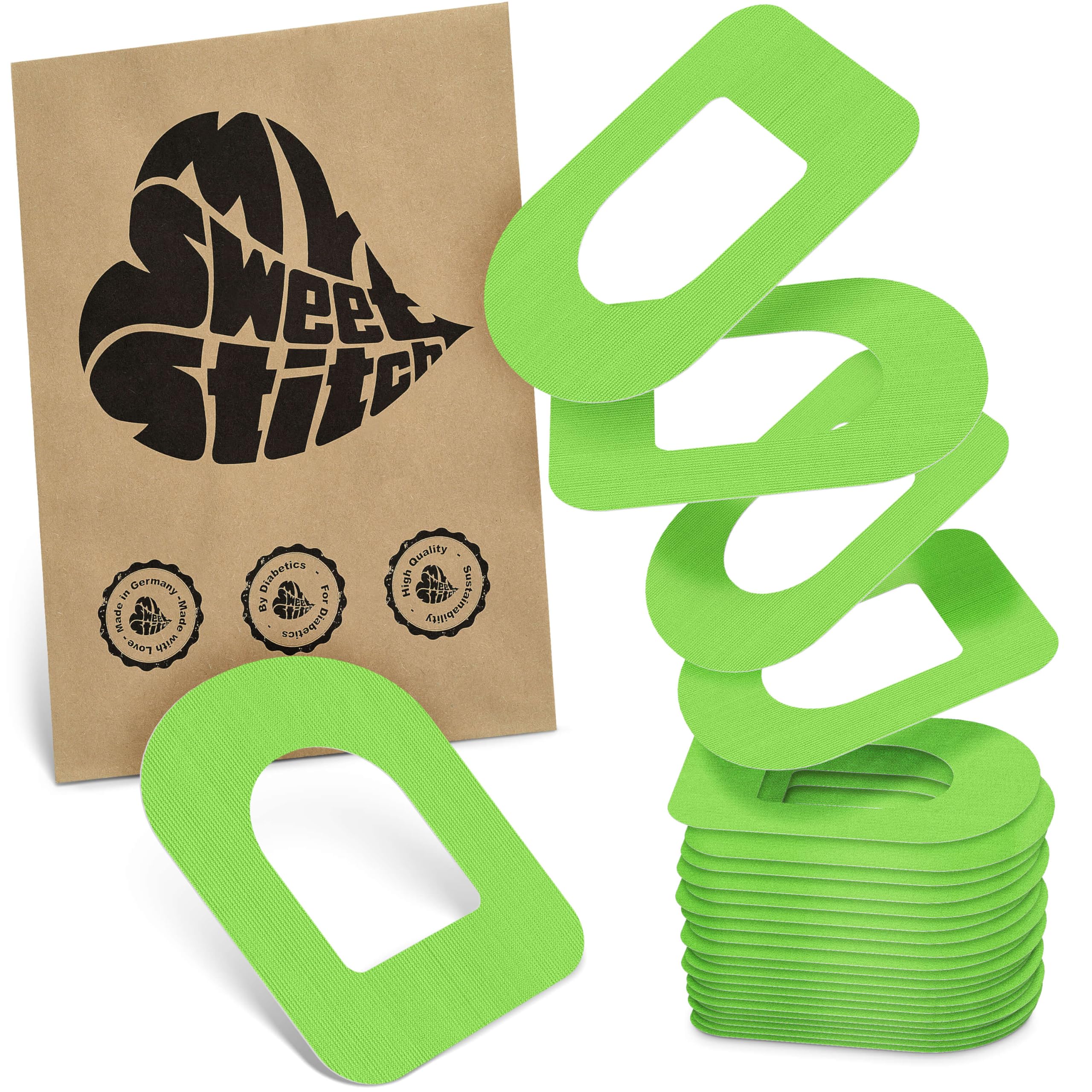MySweetStitch - 25 x Omnipod Patches, Ring Patch Ø 95 x 72mm, Waterproof, Breathable, Skin-Friendly, Made in Germany, Green