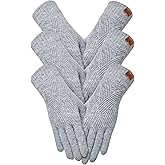 3 Pairs Winter Gloves for Women, 3-Finger Touch Screen Elastic Thermal Knit Lining, Warm Gloves for Cold Weather