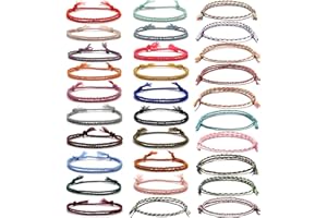 SAMOCO 30 Pcs Handmade Woven Wrap Friendship Braided Bracelet for Women Colorful Wrist Cord Adjustable Birthday Gifts-Party Favors