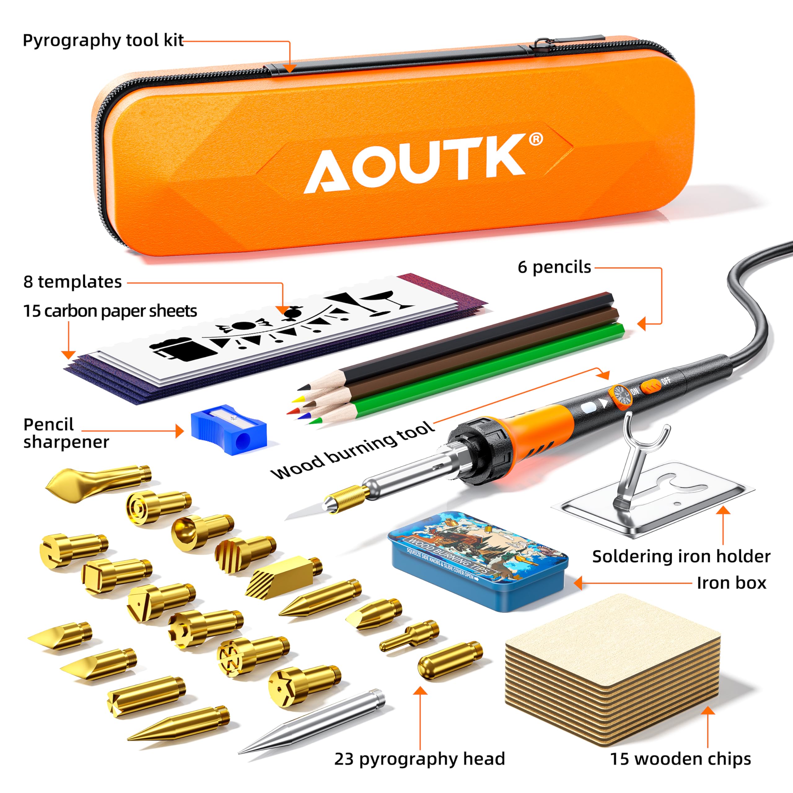 Wood Burning Kit,72 pcs Wood Burning Tool with Adjustable Temperature 200~450°C, Wood Burner Tools Set with Pyrography Pen for Embossing Carving DIY Adults Crafts Beginners