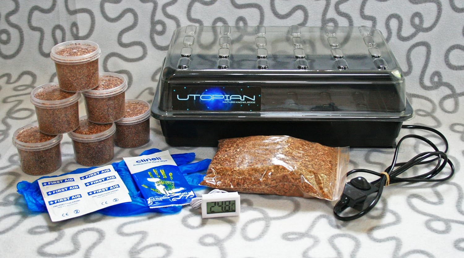 Utopian Mushroom Growing Kit PROFESSIONAL HEATED 6 Large cakes With