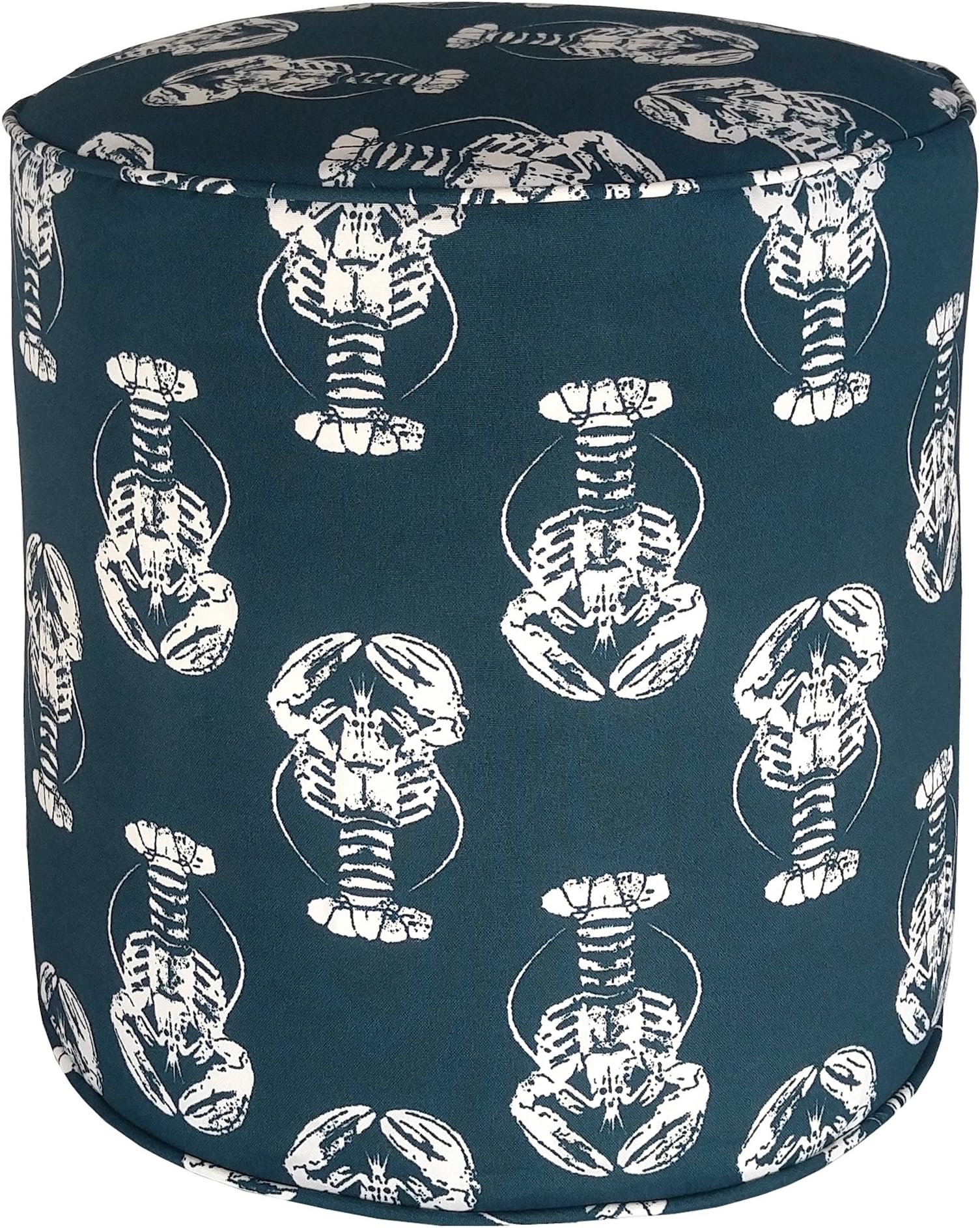 Metje Lobster Pouf - Ottoman, 17" Cylinder, Navy