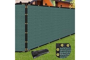 phepetroll 5 x 50FT Privacy Screen Fence Green Heavy Duty Mesh Fencing Shade Net Cover with Reinforced Bindings 100 Straps for Outdoor Chain Link Fence Patio Wall Garden Backyard, Green