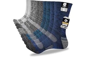 CIRORLD Mens Cotton Boot Crew Socks, 5 Pairs Full Cushion Socks Moisture-Wicking & Reinforced for Work Hiking Walking Outdoor