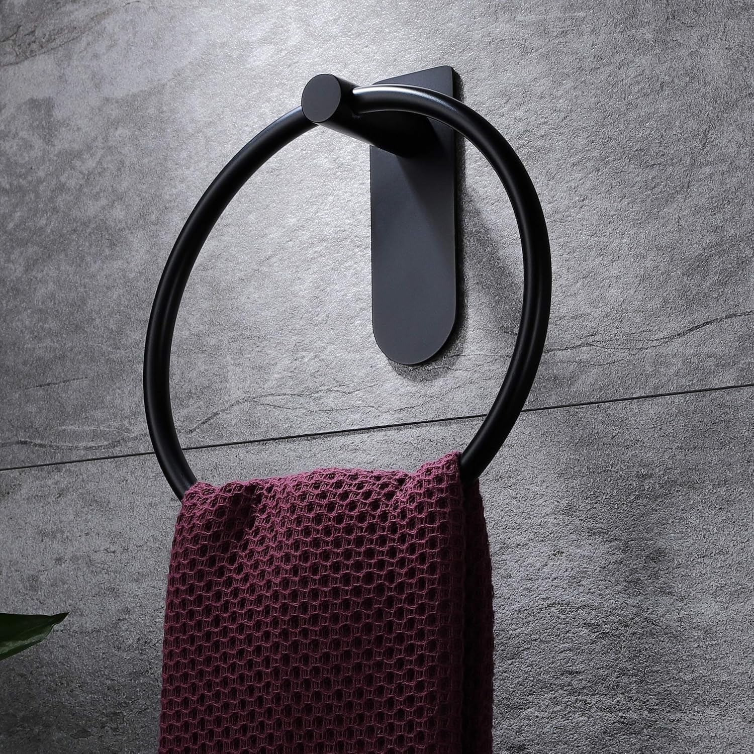 Taozun Towel Ring/Hand Towel Bar - Self Adhesive Towel Holder Black Stainless Steel Round Towel Hanger for Bathroom: Home & Kitchen
