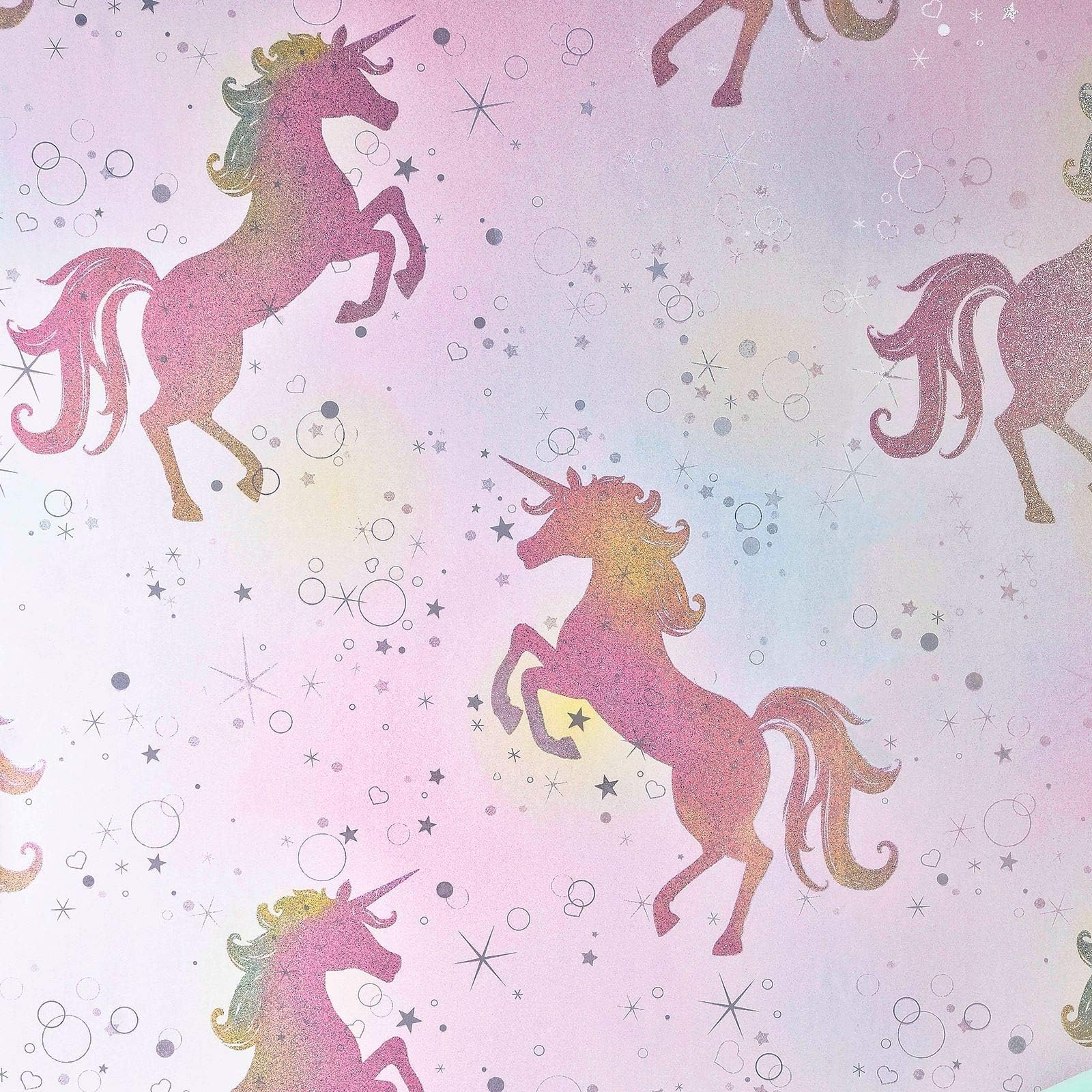 HELPLEX Be Dazzled Dancing Unicorn Wallpaper Rainbow Coloroll M1423