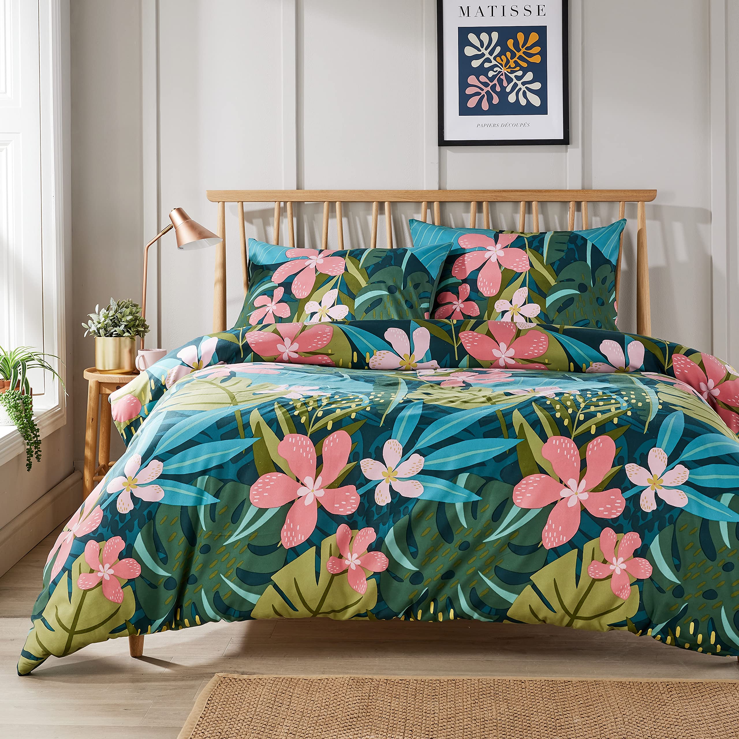 Olivia Rocco Easy Care Printed Duvet Cover Set 100% Polyester Breathable Stylish Comforter Reversible Quilted Bedding Bed Sets With Pillowcases EDEN DUVET SET, GREEN DOUBLE — image 1