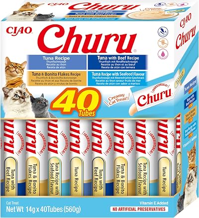 INABA Churu Cat Treat Tuna Variety Box 40 x 14g Soft Purée Snack