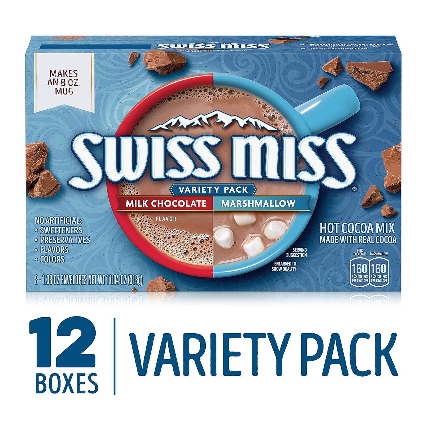 Swiss Miss Hot Cocoa Mix Variety Pack, 1.38 oz. 8-Count (Pack of 12)