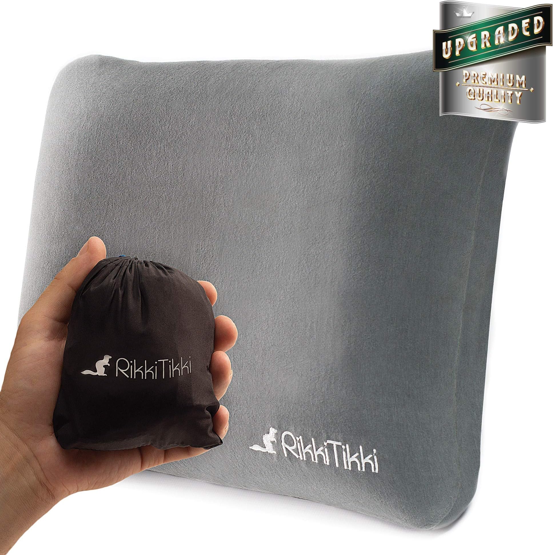 RikkiTikki Inflatable Camping Pillow - Hiking Pillow Ultralight - Backpacking Pillow Lightweight - Camp Pillow Compressible - Blow Up Camping Pillow