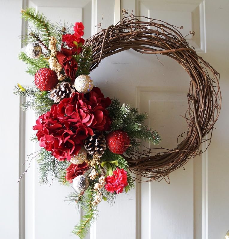 Christmas Wreath Rustic Primitive Winter Wreath, Burlap
