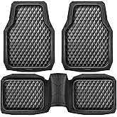 CAR PASS Heavy Duty Rubber Car Mats, Deep Dish All-Weather Floor Mat for Car Full Set Durable Anti-Slip 3D Rhombus Waterproof Trim to Fit Liner Universal Fit Automotive,Sedan,SUV,Truck, 3 Piece Black