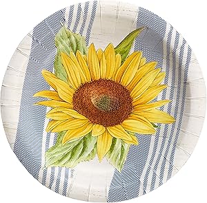 Portmerion Botanic Garden Sunflower Small Disposable Paper Plates, 8'' D, 8pcs