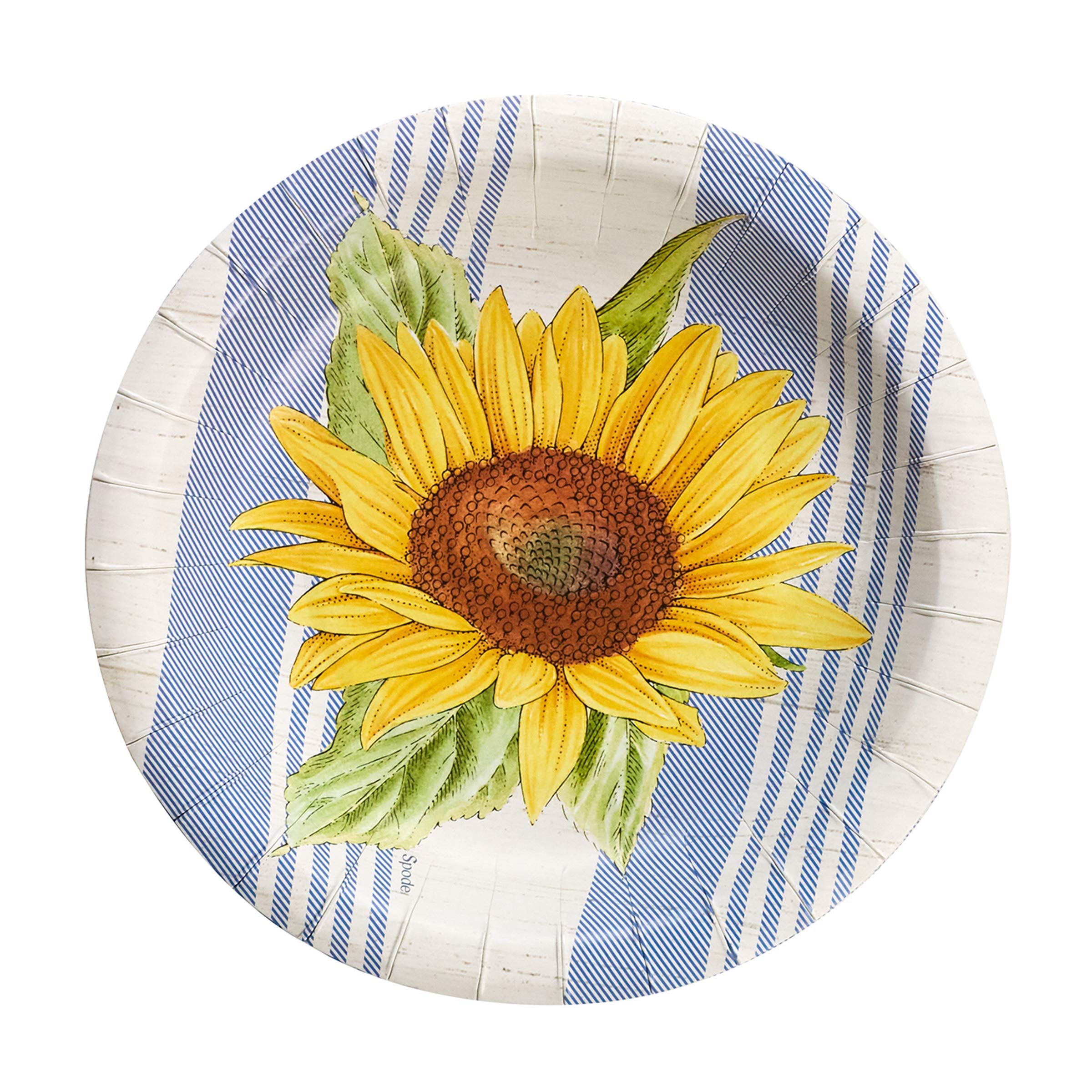 X&O PAPER GOODS TW13-21996 Yellow C.R. Gibson Sunflower Dessert and Lunch Disposable Paper Plates, 8pc, 8" D